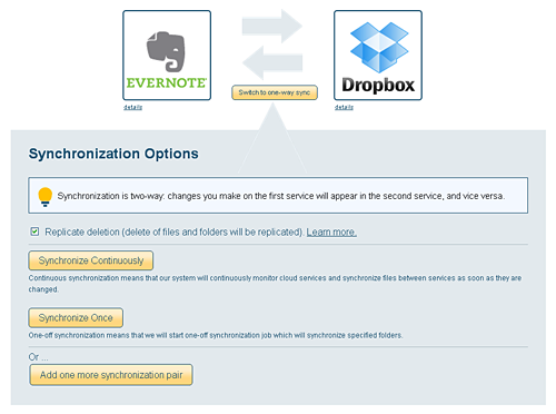 Click on 'Synchronize Continuously'
