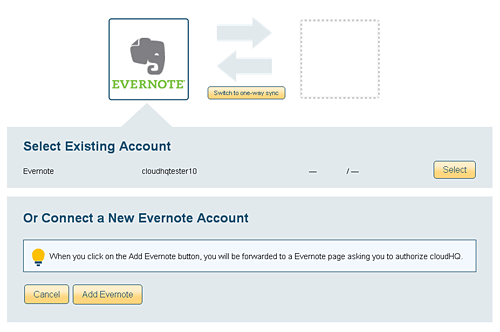 Select one Evernote account