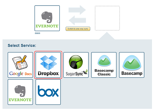 Select your Dropbox account